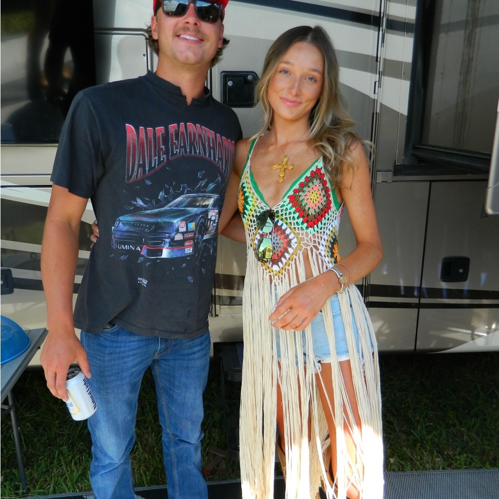 Crochet Fringe Cover-Up with Colorful Patterns